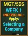 MGT/526 Week 1 Apply Selecting a Company